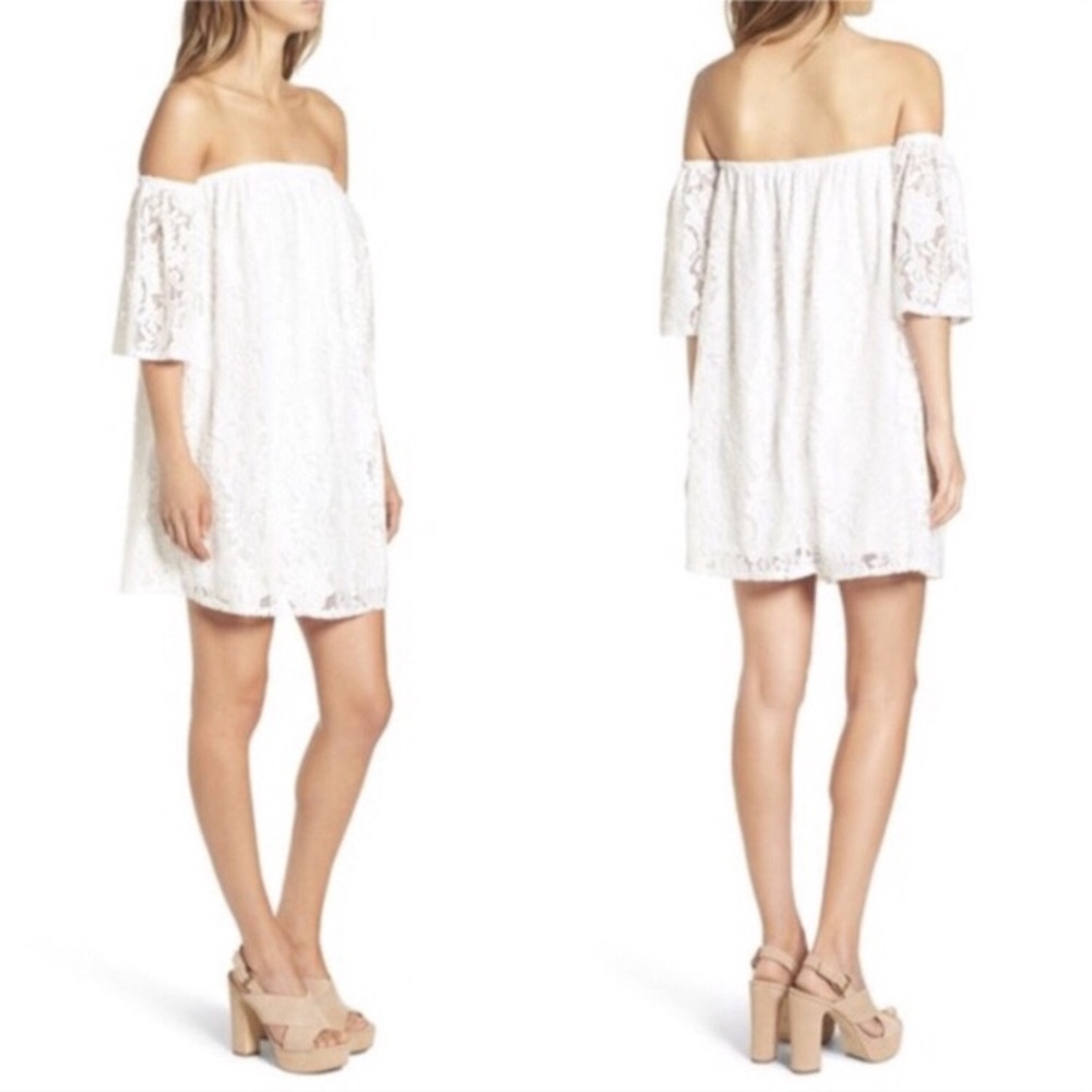 Leith Nordstrom Dress Off The Shoulder White Lace Dress Size Small New With Tags